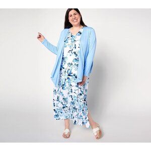 Belle by Kim Gravel Reg Better Together Dress and Shrug Set  XS Indigo Rose NEW